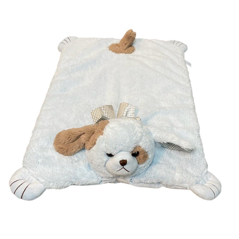 Bearington Baby Waggles Dog Blue Belly Blanket Tummy & Play Time Mat 30”